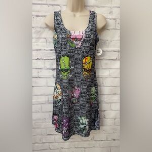 Kreepsville 666 Med Toxic Toons Ugly Heads Tank Dress‎ Stretch Whimsigoth New